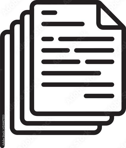 Documentation Stack: A minimalist representation of stacked documents, each bearing text, symbolizing organization, paperwork, and the essence of communication.