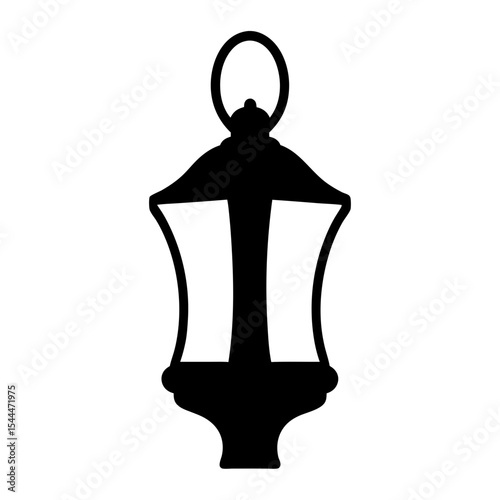 Elegant Silhouette of a Vintage Outdoor Lantern against a White Background