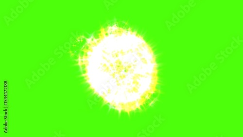 White streaks of light race across a neon green backgrounds