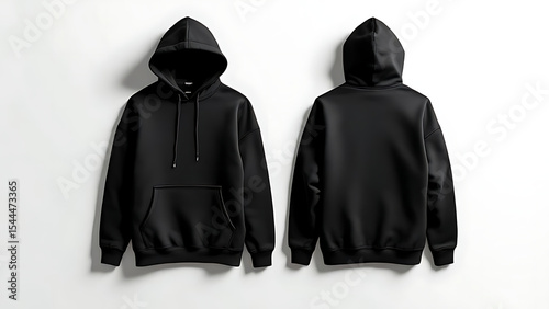 Stylish Black Hoodie Mockup Front and Rear View