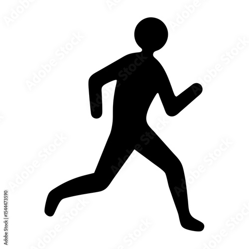 Silhouette of a person running or jogging against a white background