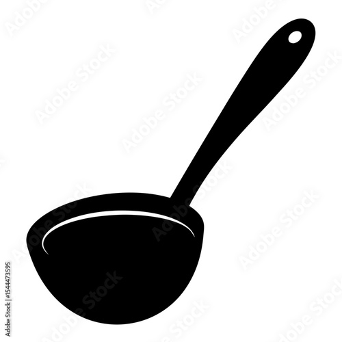 Simple black silhouette of a culinary ladle for kitchen use