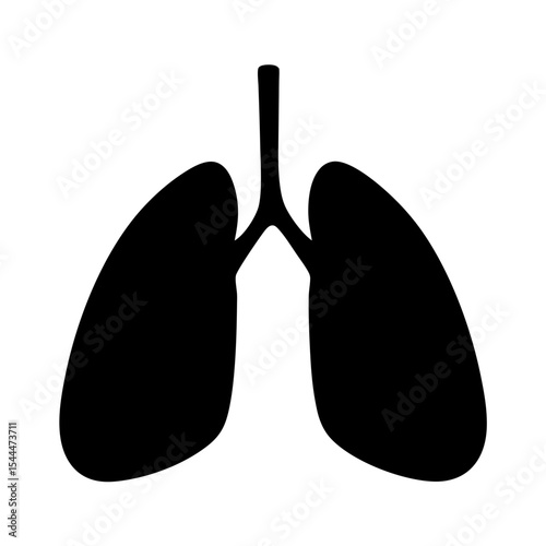 Black silhouette of human lungs, anatomical illustration for medical health and science