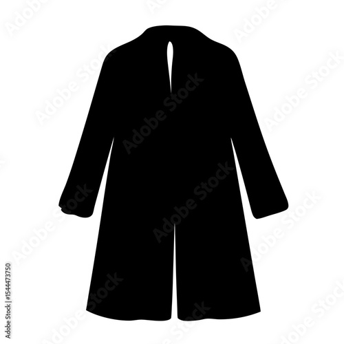 Sleek black coat silhouette with long sleeves and center back opening