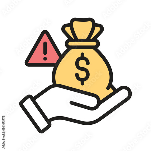 A linear style icon of money scam alert
