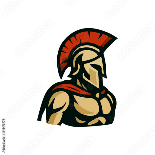 Ancient spartan vector logo with gladiator warrior mascot design featuring helmet armor shield battle concept character epic symbol greek drawing mythology historical art powerful icon