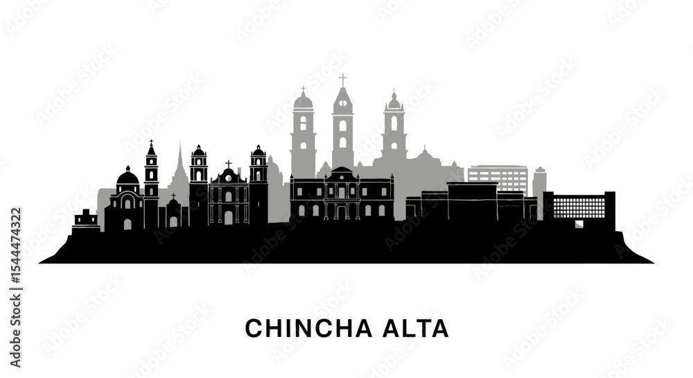 Fototapeta premium Chincha Alta Peru Skyline Silhouette.