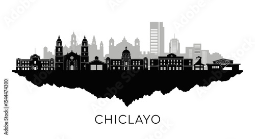 Chiclayo with Peru Skyline Silhouette, and Cityscape.