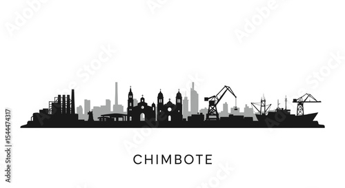 Chimbote with Peru Skyline silhouette Cityscape.