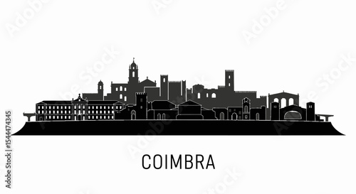 Coimbra with Portugal Black silhouette skyline.