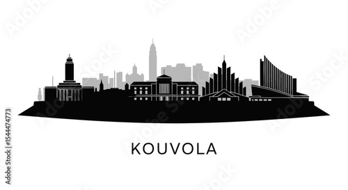 Kouvola with Finland Skyline vector Black Silhouette.