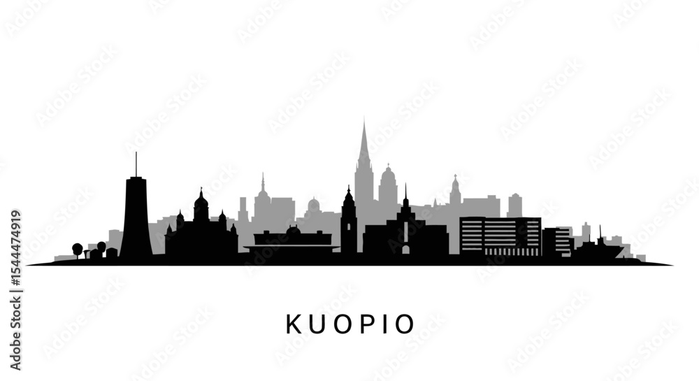 Naklejka premium Kuopio skyline vector with Finland, and cityscape.
