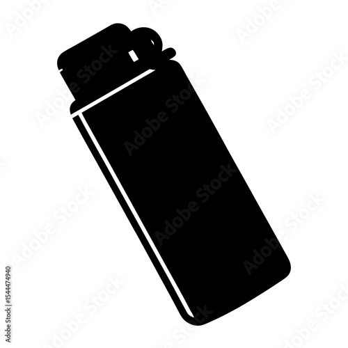 Black and white illustration of a classic refillable lighter with fuel