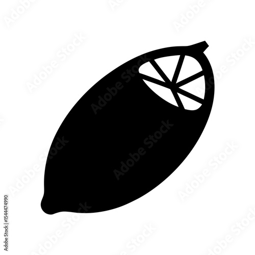 Stylized silhouette of a lemon with internal segments, isolated on white background