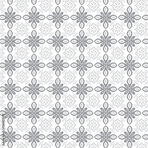Elegant Gray Floral Mandala Geometric Pattern on White Background – Decorative Vector Illustration for Design, Print, and Digital Art