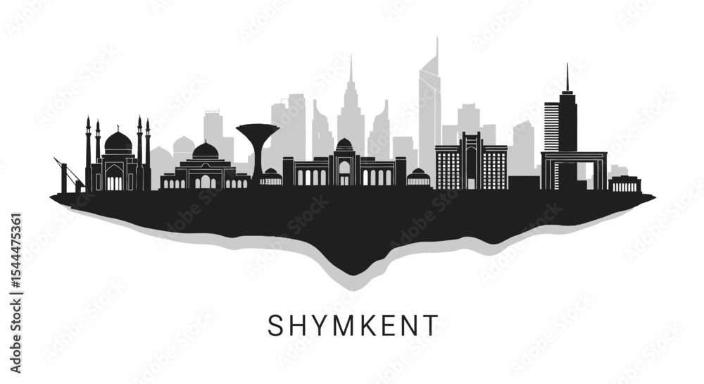 Naklejka premium Shymkent City Skyline Kazakhstan Vector.