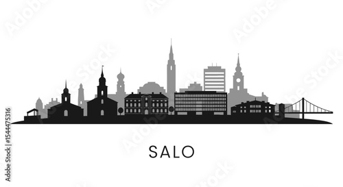 Salo city skyline silhouette with Finland architecture.