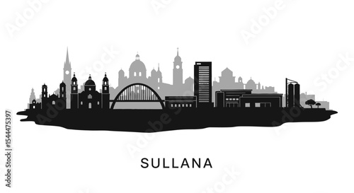 Wallpaper Mural Sullana City Skyline with Peru Black Silhouette. Torontodigital.ca
