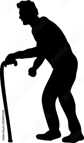 healthy elderly silhouette walk