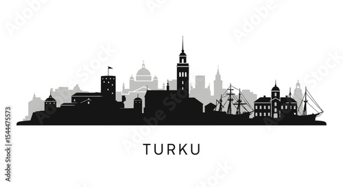 Turku Finland Skyline Vector with Cityscape.