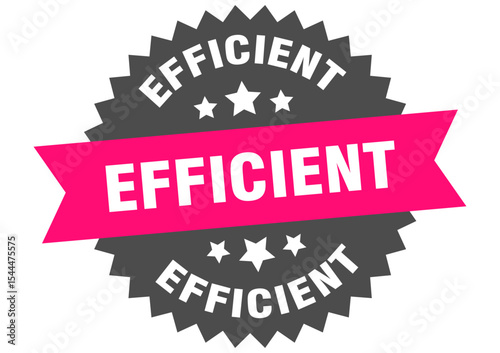 efficient. efficient round pink label isolated on transparent background