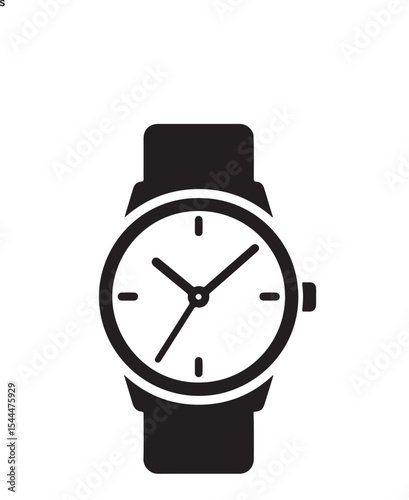 Minimalist Black and White Wristwatch Icon – Vector Style Clock Illustration


