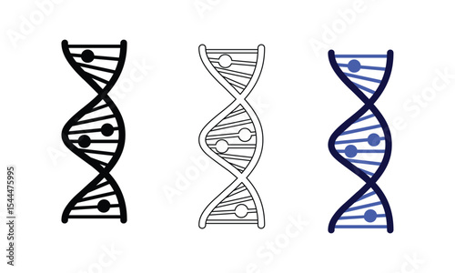 Set of double helix DNA icons in styles