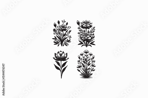 Lithonia flower vector silhouettes image with white color back round made by adobe illustrator. eps