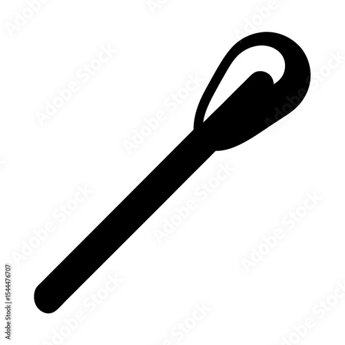 Black Silhouette of a Cotton Swab for Cleaning Ears and Applying Makeup
