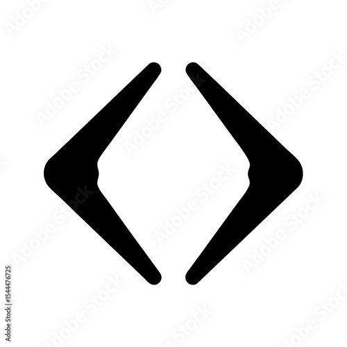 Abstract boomerangshaped graphics create an intriguing visual geometric arrangement on a white background