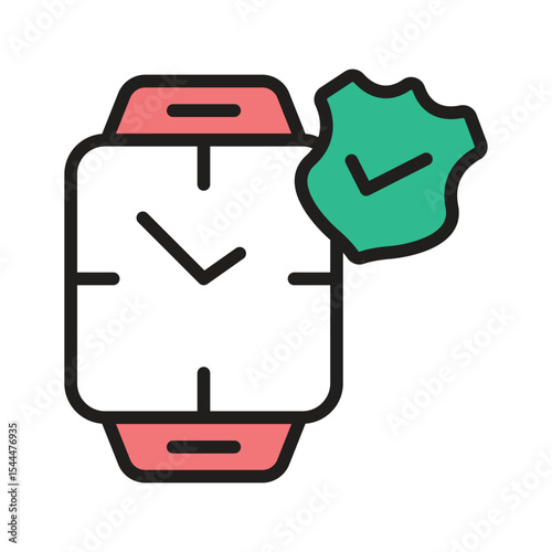 A well designed outline style icon depicting smartwatch security