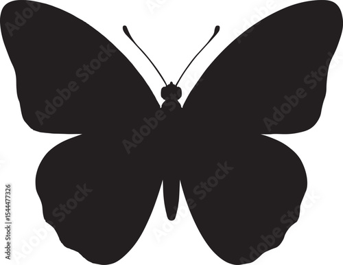 Simple Black Silhouette of a Butterfly on a White Background