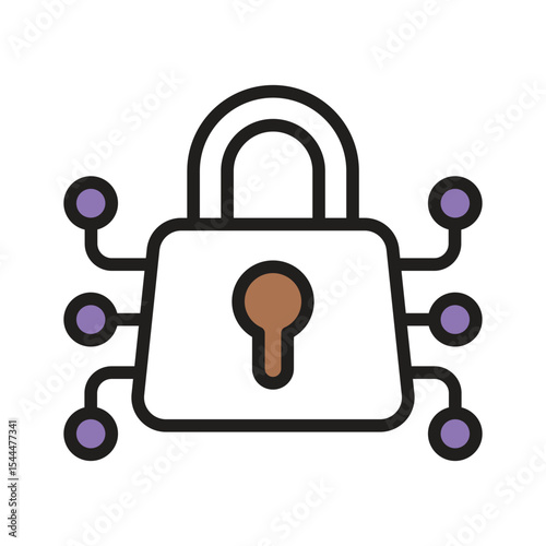 Visually appealing linear style icon depicting digital lock