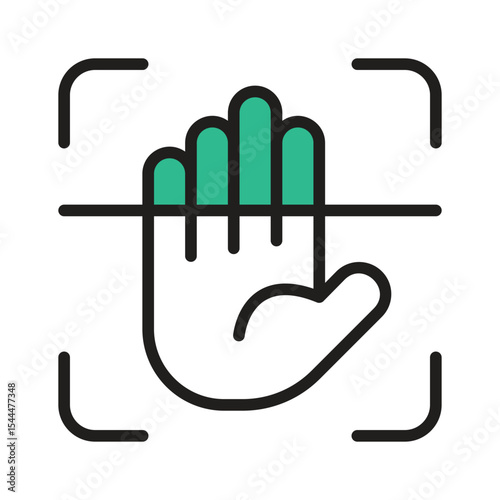 Palm scan icon creatively designed in outline style