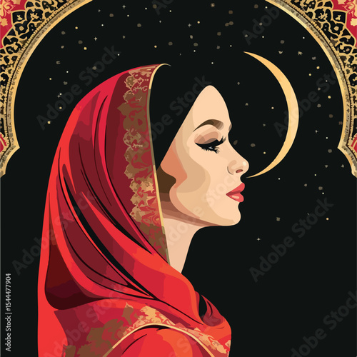 illustration, man, vector, arabic, muslim, arab, male, clothing, traditional, culture, character, islamic, portrait, flat, arabian, woman, saudi, ethnic, female, asian, islam, ethnicity, person, 