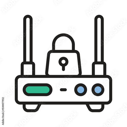 Have a look at this latest line icon secure router with lock