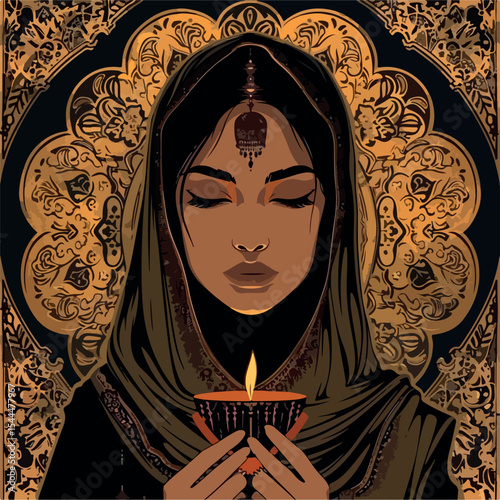 illustration, man, vector, arabic, muslim, arab, male, clothing, traditional, culture, character, islamic, portrait, flat, arabian, woman, saudi, ethnic, female, asian, islam, ethnicity, person, 