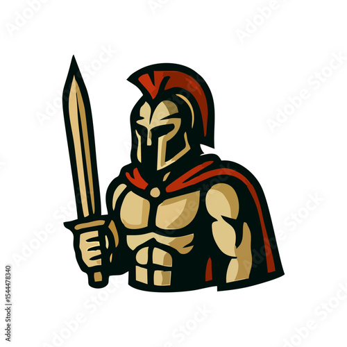 Spartan vector mascot logo design for warrior gladiator character with helmet shield armor ancient battle concept epic hero drawing greek mythology strong graphic art heroic symbol