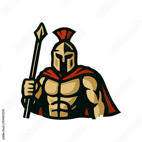 Ancient gladiator warrior mascot vector spartan logo design illustration helmet battle armor symbol concept character drawing graphic epic soldier mythology strong icon greek theme