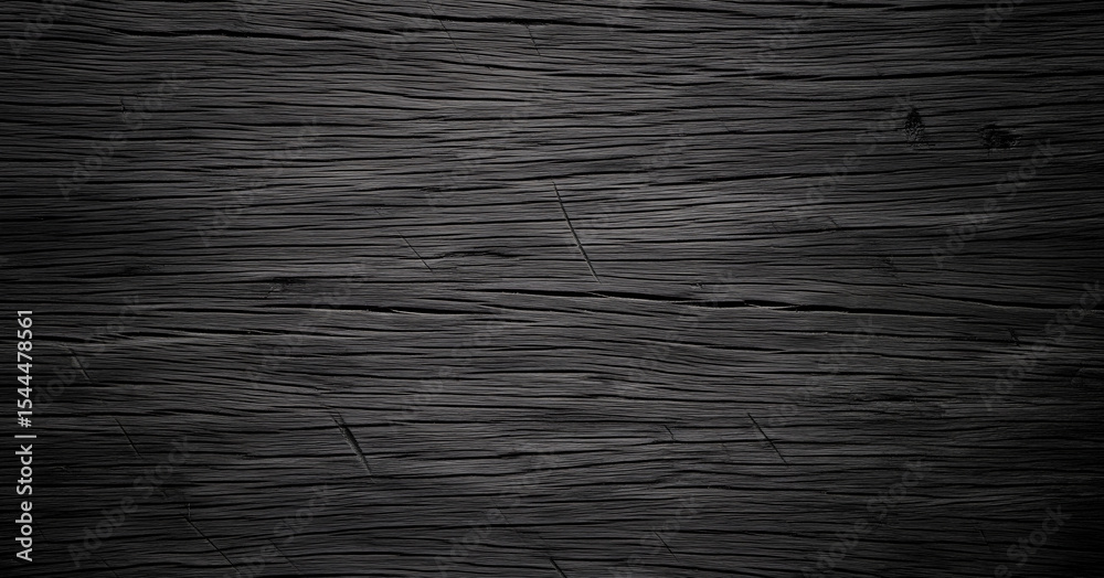 Obraz premium Faintly illuminated scratches and dents reveal the authentic wear on painted black wood, evoking history and weathering in every linear detail.