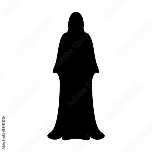 Silhouette of a mysterious figure cloaked in darkness, a spectral presence