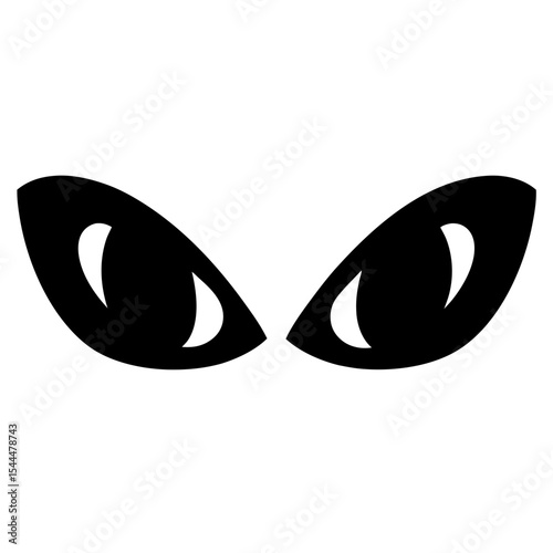 Abstract black eyes graphic icon with piercing gaze on white background