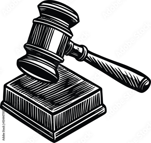 Gavel and Sound Block Justice, Law, and Order Illustration