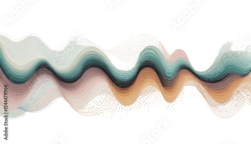 Sound wave made of dots and lines, soft pastel tones, modern art