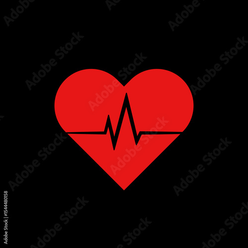 Heartbeat, heart beat pulse icon isolated on black background