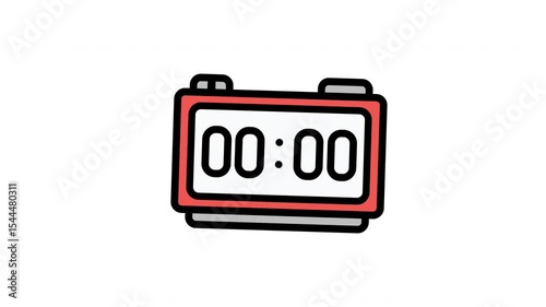 Digital Clock animated icon in filled line style with alpha channel. Perfect for project and Explainer Video
