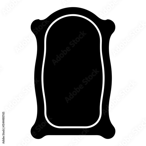 Antique styled mirror frame in black and white detailed outline illustration