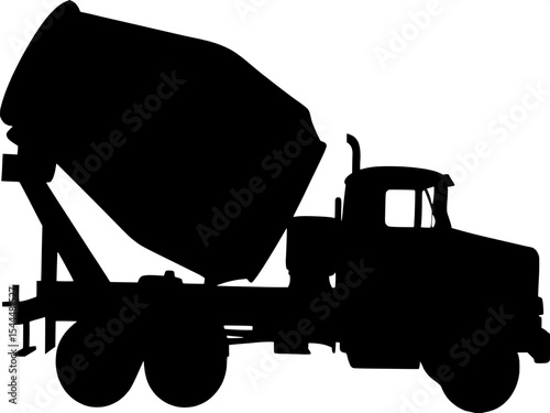  Cement mixer truck, construction vehicle icon, concrete transport silhouette, heavy duty truck vector