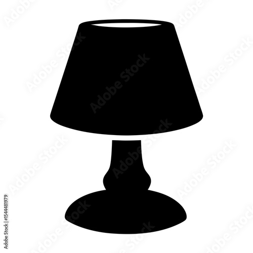 Silhouette of a classic table lamp with a lampshade and ornate base