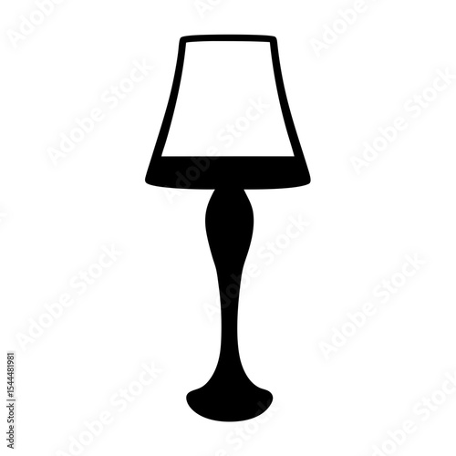 Silhouette image of an elegant table lamp with a decorative stand